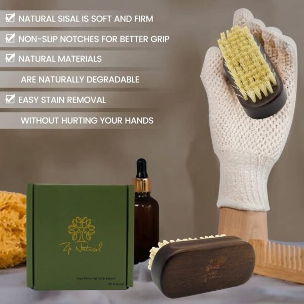 2pack Nail Brush For Cleaning Fingernails, Wooden Nail Brushes, Vintage Colors Fingernail Brush For Cleaning Nail Scrub Brush Natural Sisal Bristles Are Biodegradable - Image 2