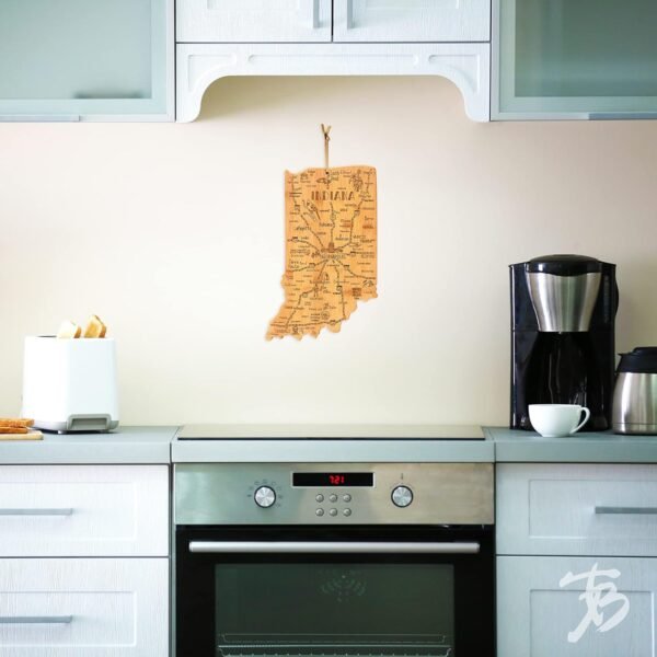 Totally Bamboo Destination Indiana State Shaped Serving and Cutting Board, Includes Hang Tie for Wall Display - Image 4