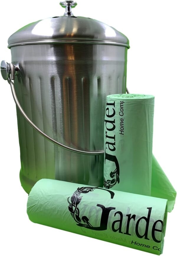 Compostable Trash Bags for Kitchen Compost Bin - Fits 1, 1.2, 1.3, 1.5 Gallon Biodegradable Compost Bags for Kitchen Pail liners- Package of 2-50 bags per Roll fits Gardenatomy, Goldsol and Other Bins - Image 8