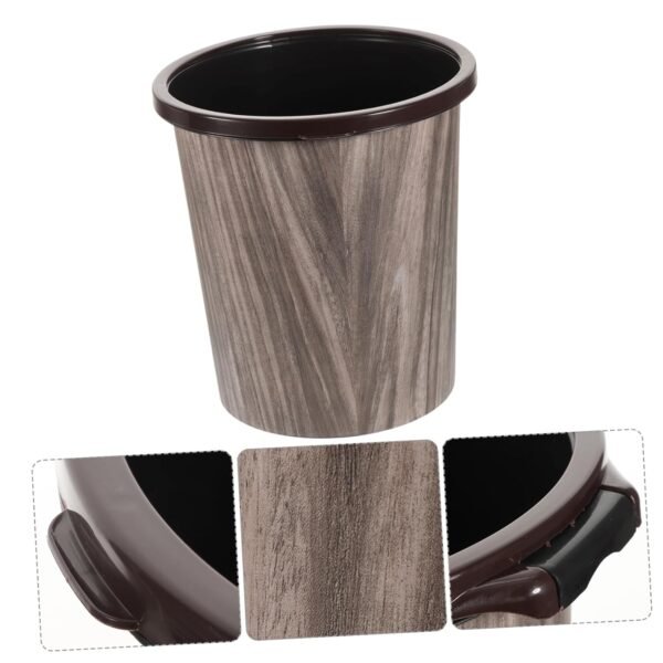 Imitation Wood Grain Trash Can Trash Can with Lid Bathroom Garbage Trash Can Favors Garbage Bin Bathroom Bin Litter Wicker Basket Infuser Kitchen Compost Bin Trash Cans PVC Plastic - Image 8