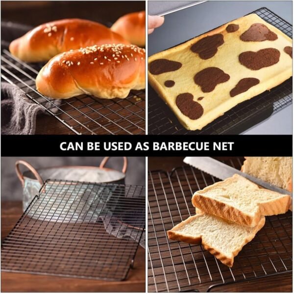 BBQ Mesh Cake Tray Grate Pan Baking Tray Grill Rack Net Clothes Drying Racks Toaster Kitchen Roasting Cooker Loaf Tin Hornear Food Cookware Outdoor Grilling Accessories Oven Iron - Image 2