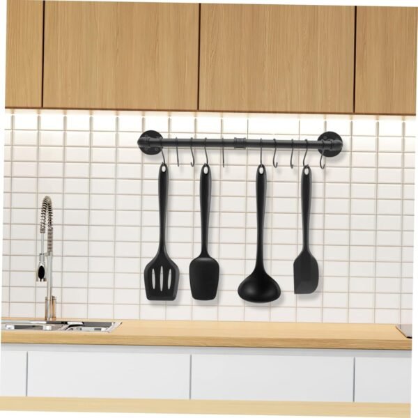 BESTOYARD 1 Set Pendant Rack Kitchen Utensil Mounted Clothes Hanger Industrial Pan Holder Pot Organizer Rack Kitchen Utensil Hanging Rack Kitchen Rail Cookware Hanging Shelves Iron - Image 6