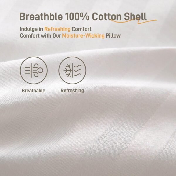 Hypoallergenic 100% Cotton Soft Down Alternative Pillow, Standard/Queen Size, Luxury Hotel Quality, Ideal for Side, Back and Stomach Sleepers, Oeko-TEX Certified - Image 4