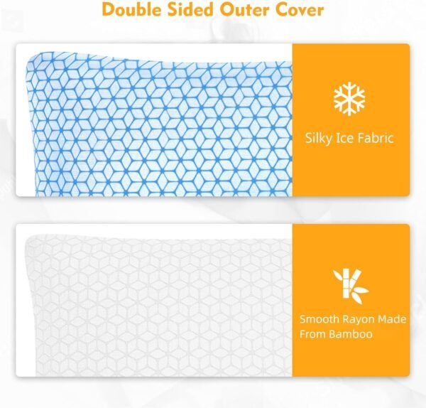 Shredded Memory Foam Pillows Queen Size Set of 2, Cooling Firm Pillows Queen Size 2 Pack for Bed, Adjustable for Side Back Stomach Sleepers - Image 4