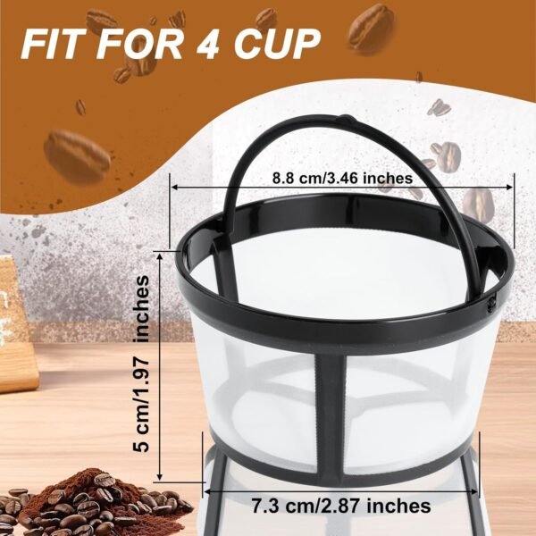 Reusable Coffee Filters, 4 Cup Coffee Filter Replaces Paper Coffee Filters Permanent Coffee Filter Nylon Mesh Reusable Basket Coffee Filter for Home Coffee Shops - Image 2