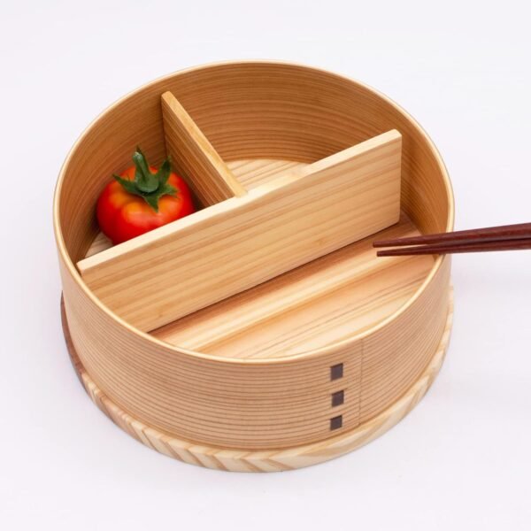 Wakayama Wappa Bento Box Store A-3-273042 Magewappa, Wooden, Approx. 5.9 inches (15 cm), Divider, Lunch Box, Single Tier, Round, Cherry Blossoms, Natural - Image 6
