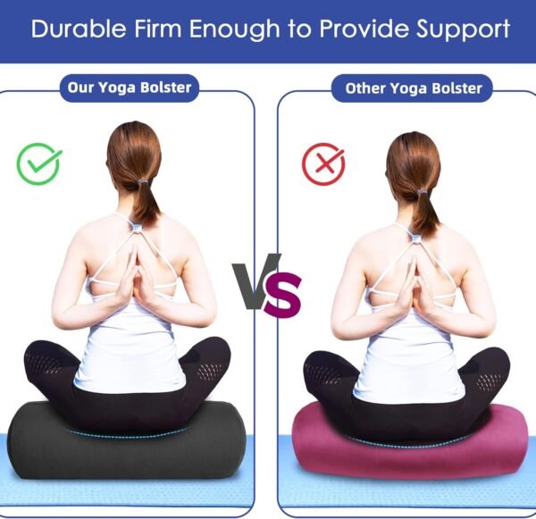 Organic Buckwheat Bolster (24X10.5X5.5 in) Yoga Bolster Supportive Yoga Cushion for Restorative Yoga Accessories Rectangular Meditation Pillow 100% Cotton Cover Yoga Pillow - Image 7