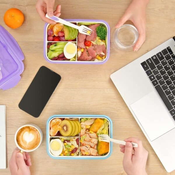 LOVINA Bento Boxes for Adults - 1100 ML Bento Lunch Box Container For Kids With Spoon & Fork - Durable Perfect Size for On-the-Go Meal, BPA-Free and Food-Safe Materials(Blue) - Image 7