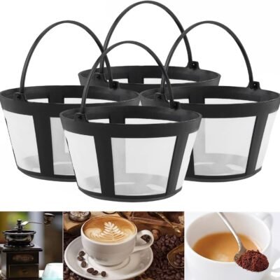 Reusable Coffee Filter Baskets 4PC, Coffee Filters Baskets 8-12 Cups Replacement Coffee Filters for Mr. Coffee and Black & Decker Coffee Makers and Brewers, Fit Most 8-12 Cup Basket Coffee Machine
