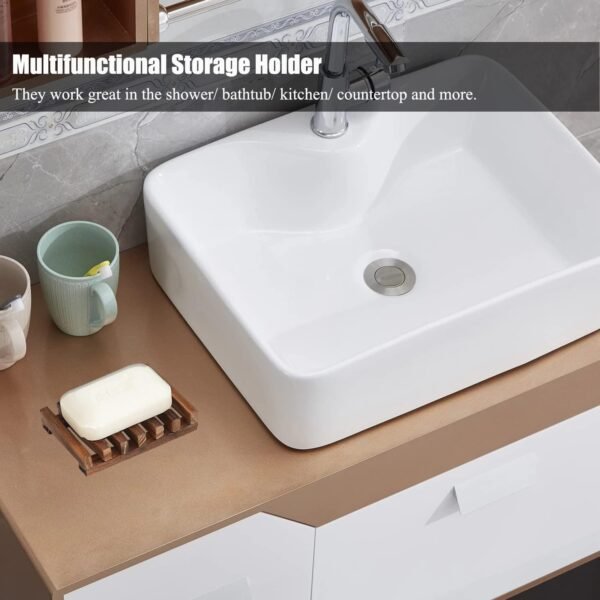Self Draining Soap Dish Holder/ Tray, 3 Pcs Natural Wooden Soap Saver, Soap Case for Shower, Bathroom, Extend Soap Life, Keep Soap Bars Dry Clean & Easy Cleaning（Charcoal） - Image 7