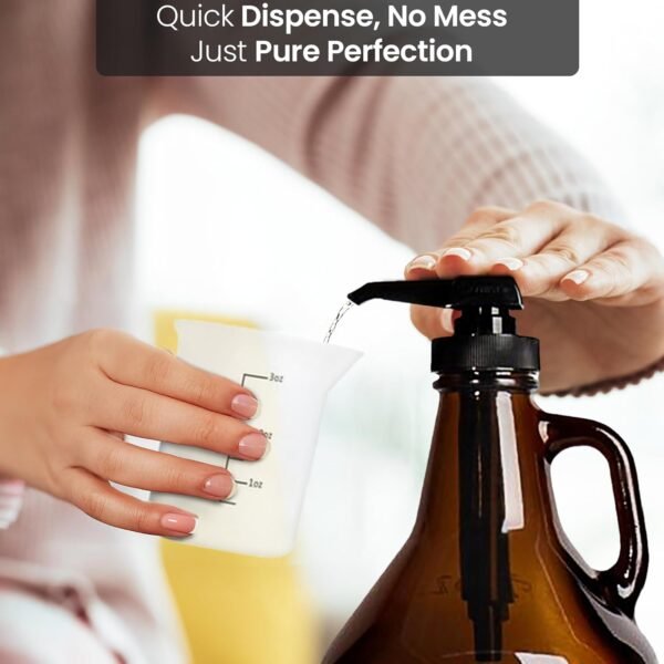 Glass Laundry Detergent Dispenser (Pack of 2) - Durable Amber Soap Dispenser Jars - Liquid Soap Dispenser w/ Silicone Tray, Labels, Measuring Cups, & More - Versatile Laundry Organization and Storage - Image 3