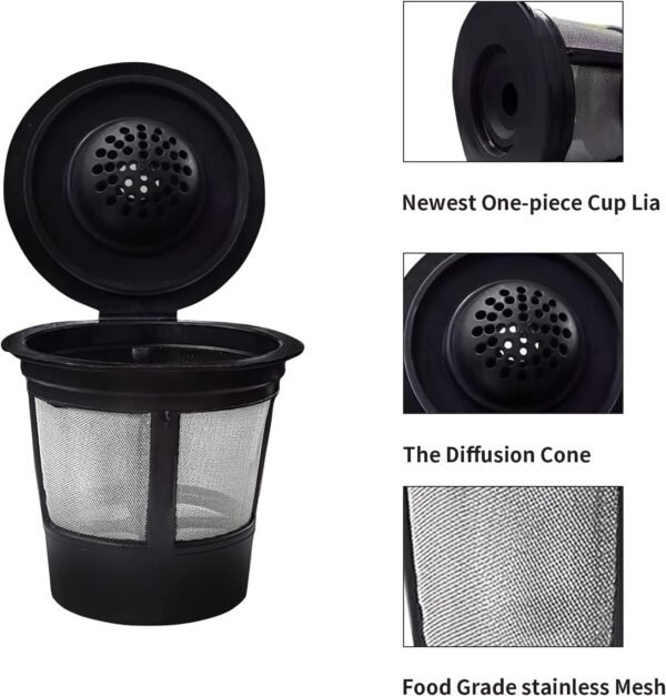 Reusable K Cups Coffee Filter, 3 Pack K Cup Filters with Plastic Scoop, Universal Refillable K Cups, Coffee Pod Capsules with Built-In Single K CUP compatible with Keurig Coffee Maker 2.0&1.0 - Image 3
