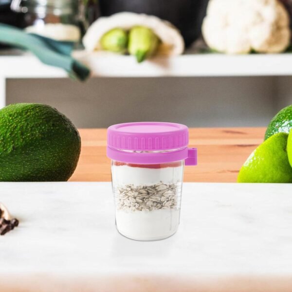 Cabilock 3 Sets Oatmeal Cup Breakfast Airtight Food Storage Container Cereal Cups Coffee Condiment Overnight Oats Airtight Oat Cup Yogurt Cups with Lids Snack Bebe Purple High White Glass - Image 4