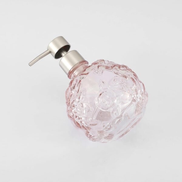 Clear Glass Lotion Pump, Refillable Soap Dispenser for Bathroom, Kitchen, and Countertop, Elegant Durable Design, Eco-Friendly with Metal Pump, Stylish Home Accessory, Pink Peach Floral - Image 7