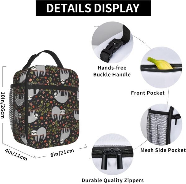 Cute Sloth Portable Lunch Box Insulated Reusable Bento Box Lunch Bag Tote For Men Women - Image 6