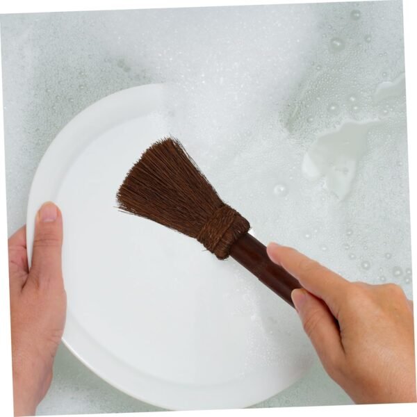GARVALON 2 Pcs Cleaning Brush Natural Bowl Bowl Cleaners Bubble Dish Brush Pot Scouring Pads Foaming Bowl Kitchen Pot Brush Sink Scrubber Brown Wood - Image 7