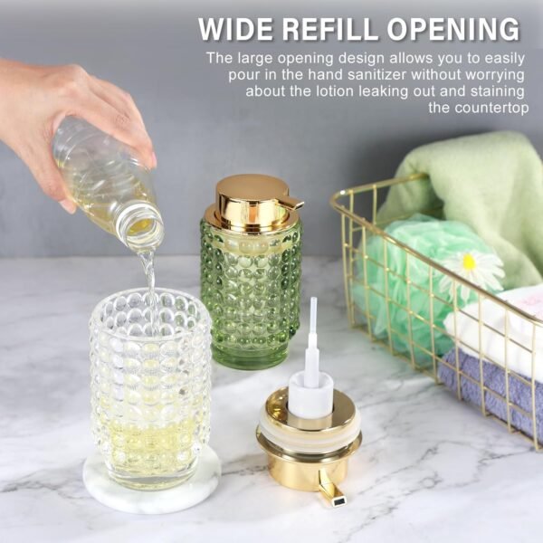 Glass Foaming Hand Soap Dispenser Foaming Soap Dispenser for Bathroom Decor Soap Dispenser with Pump（Foam Type/Green） - Image 5