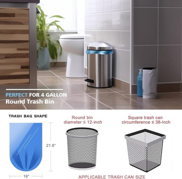 Compostable Trash Bags 4 Gallon 200 Packs,AYOTEE Biodegradable Trash Bags,Blue Recycle Bags,No leak Small Trash Bags,Small Garbage Bags 4 Gallon Trash Bags Unscented,4-6 Gal Bathroom Trash Bags - Image 7