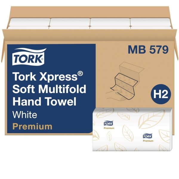 Tork Premium MB579 Soft Xpress Multifold Paper Hand Towel, 3-Panel, 2-Ply, 9.125" Width x 9.5" Length, White (Case of 16 Packs, 135 per Pack, 2.160 Towels)