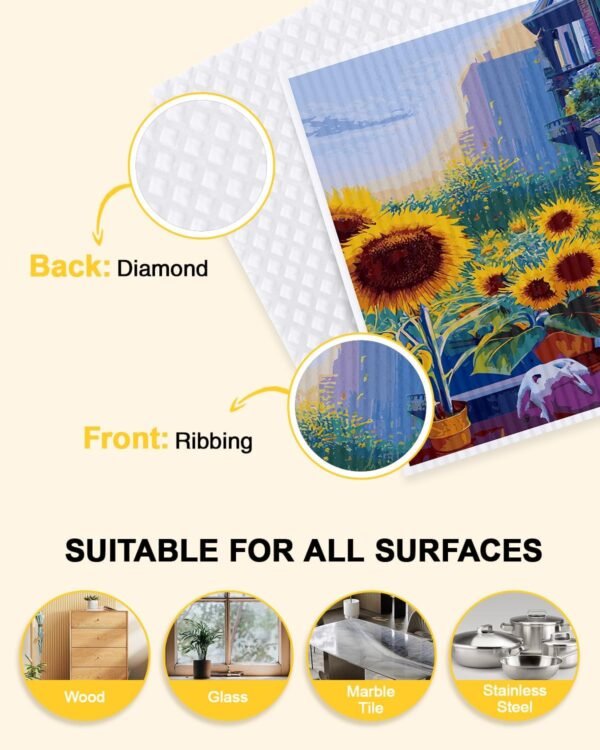 8 Pack Swedish Dishcloths, Reusable Paper Towels Washable, Swedish Dish Cloths for Kitchen, Dish Rags for Washing Dishes, Absorbent Cellulose Sponge Cloths, 100% Biodegradable Compostable - Image 3