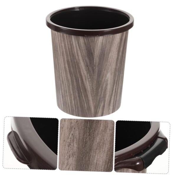 Imitation Wood Grain Trash Can Retro Bin Garbage Can Bedroom Trash Bin Kitchen Garbage Can Wastebasket Top Lid Retro Style Trash Cans Retro Trash Can Compost Bin Sink Mini Plastic - Image 2