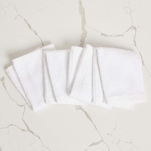 Bar Mop Cleaning Kitchen Dish Cloth Towels,100% Cotton, Machine Washable, Everyday Kitchen Basic Utility Bar Mop Dishcloth Set of 12, White - Image 2