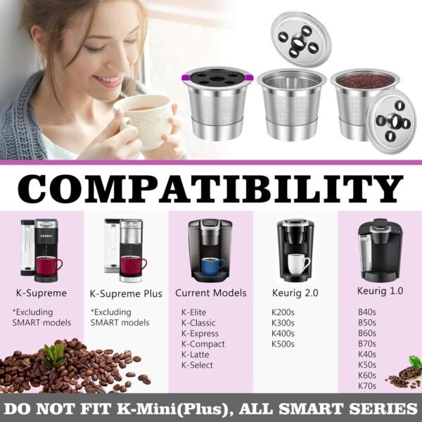 Reusable K Cups with Multistream Technology for Keurig K Supreme, K Supreme Plus and K Slim, Refillable Coffee Filters (2packs) - Image 2