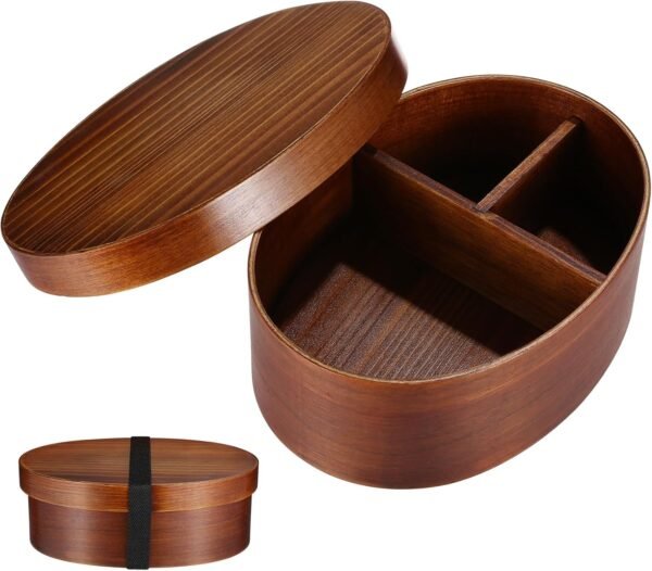 ABOOFAN 2pcs Japanese Bento Box Wood Splitter Lunch Box Japanese Food Box Japanese Food Container Portable Lunch Containers Wood Lunch Box Lunch Sushi Box Bento Box Japanese Style Wood - Image 3