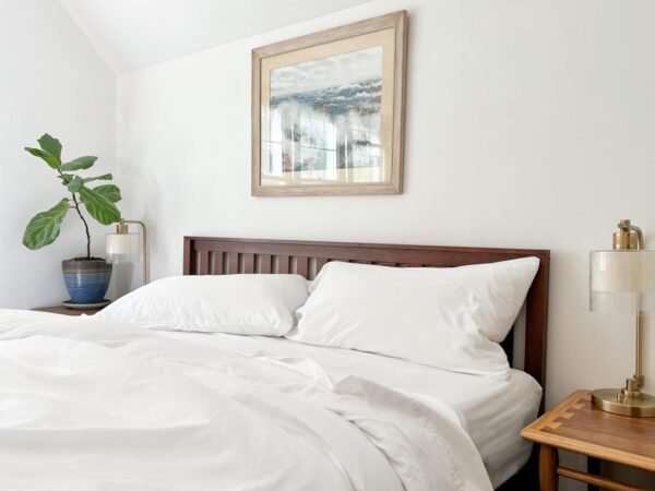 Organic Cotton Percale Queen Sheets - 4 Piece Set, GOTS Certified, Soft, Smooth, Crisp & Hypoallergenic Queen Cotton Sheets - Deep Pockets, Breathable White Queen Sheets Set (Queen - Pure White) - Image 5