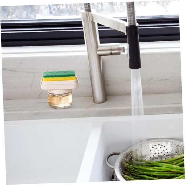 Presser Liquid Dish Soap Dispenser Sink Soap Dispenser Dishwash Sink Strainer Human Faucet Two Automatic Soap Dispenser Double Dispensers Sponge Rinse Drainer Soda Glass - Image 4