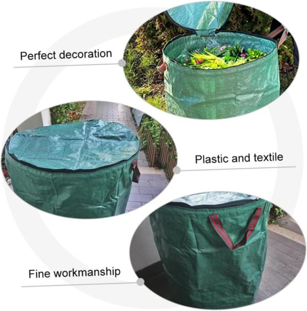 Leaf Bag Lid Garbage Bags Compost Bin Kitchen Bucket Garden Waste Bag Wheels Plants Liners Hard Bottom Collapsible Garden Waste Bag Glad Garbage Bag Rubbish Bags Sweepers Green Pp - Image 4