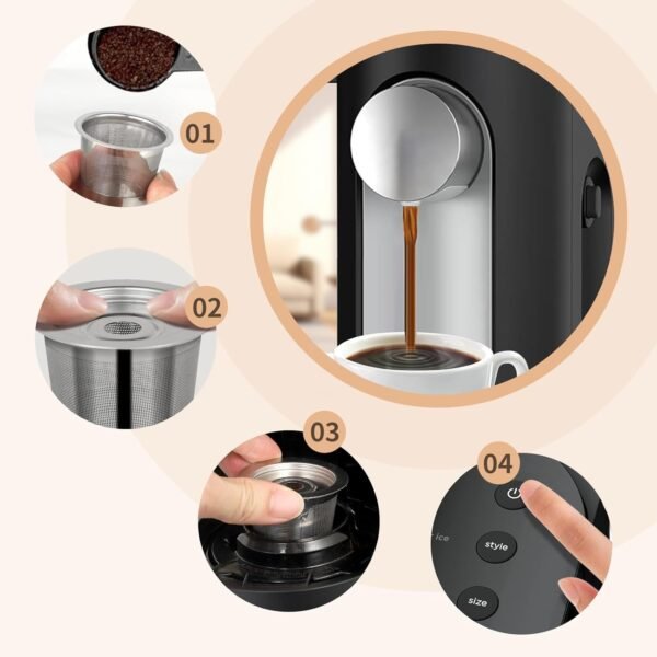 2 Pack Reusable Pods for Ninja Dual Brew Coffee Maker, Stainless Steel Reusable K Pod Permanent K Cups Filters Coffee Accessories Compatible with Ninja CFP101 & Ninja PB051 Coffee Maker - Image 7