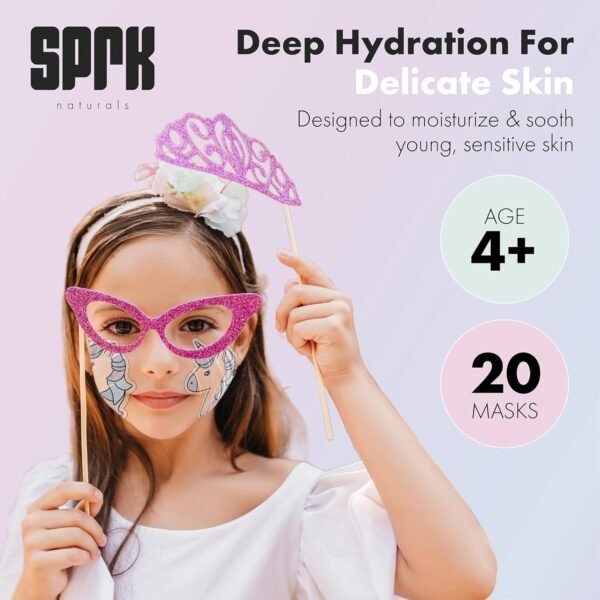 Unicorn Kids Face Masks Skincare Set(20pcs), Organic, Vegan & Kid Safe Skin Care Ages 4+, Cute Animal Sheet Masks for Girls, Spa Day, Sleepover, Slumber Party Favors, Stuffs and Gifts for Little Girls - Image 2