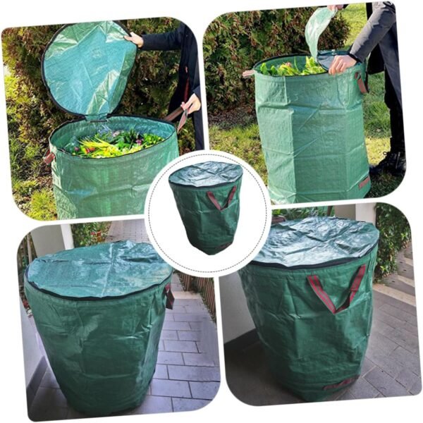 Leaf Bag Lid Garbage Bags Compost Bin Kitchen Bucket Garden Waste Bag Wheels Plants Liners Hard Bottom Collapsible Garden Waste Bag Glad Garbage Bag Rubbish Bags Sweepers Green Pp - Image 6