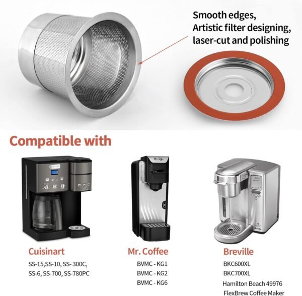 Reusable K Cups Coffee Pod Filters for Keurig 2.0 & 1.0 Single Cup Coffee Makers, Universal Refillable KCups, K-cups Reusable Filter (1) - Image 5