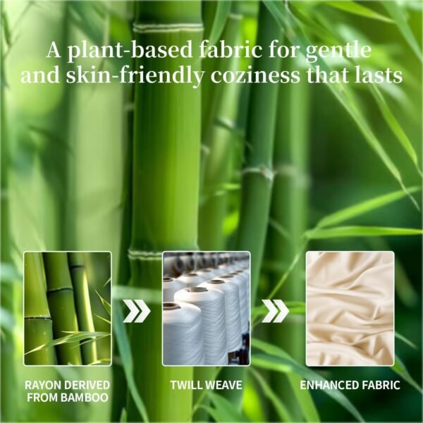 Shilucheng 100% Viscose Derived from Bamboo_ Sheets King Size 4pcs - Ultra Cooling & Silky Soft Bed Sheets, 16" Deep Pocket, Perfect for Hot Sleepers, Hotel Bedding Sheets (Beige) - Image 5