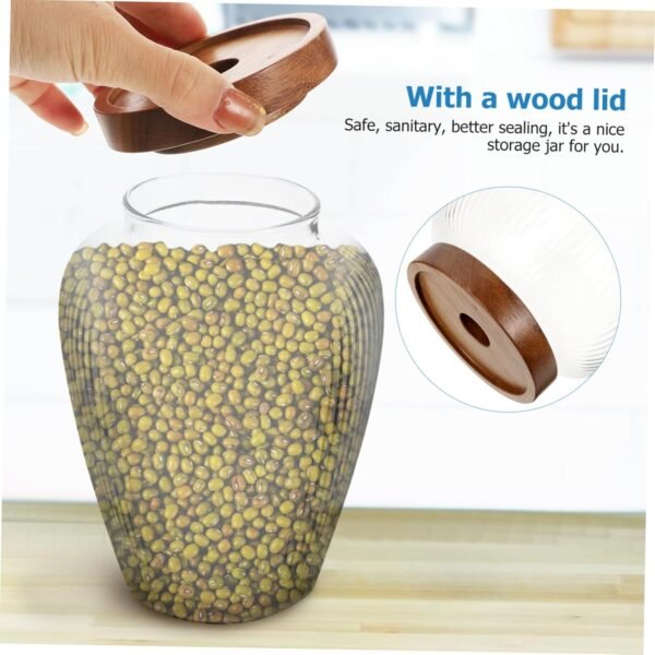 Luxshiny Glass Jar Airtight Lids Food Storage Container with Pump Storage Containers Bins Machine Clear Filter Paper Holder Basket Coffee Filter Canisters Cup Drink Dryer Jars Wood - Image 9