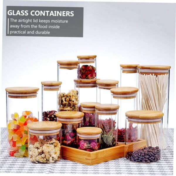 MAGICLULU 2pcs Sealed Jar Candy Container Snack Containers Airtight Food Storage Test Tubes with Lids Bar Condiments Container Clear Glass Storage Jars Glass Candy Pot Food Storage Jar Wood - Image 4