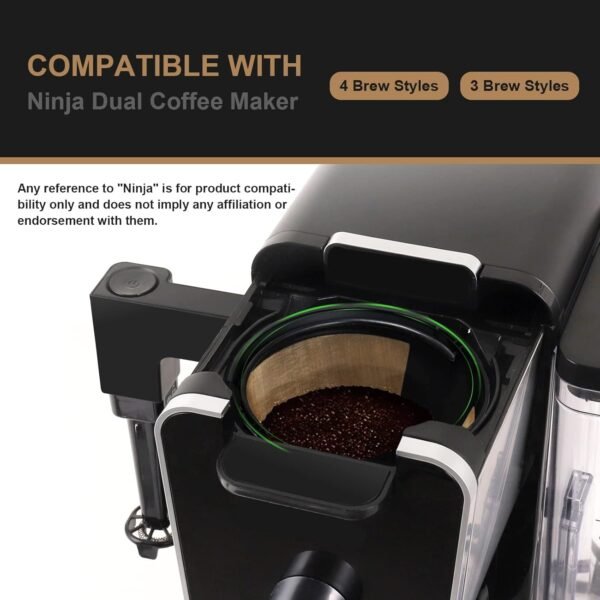 Reusable Coffee Filter for Ninja Dual Brew Coffee Maker, 3 Pack K Cup Reusable Coffee Pods and 2 Pack Coffee Maker Filter for Ninja Dual Brew Coffee Maker Ninja CFP301 CFP307 Coffee Maker - Image 2