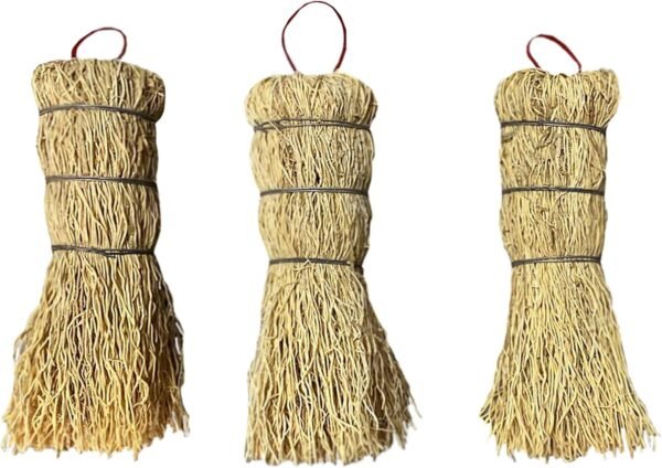 Coladera Set of 3 Natural Fiber Dish Brush Cleaners Mexican Escobetas Molcajete with Hangers Sustainable Kitchen Cleaning Scrubber Brushes for Pots Sinks and Pans Cepillo Limpia Trastes Yellow