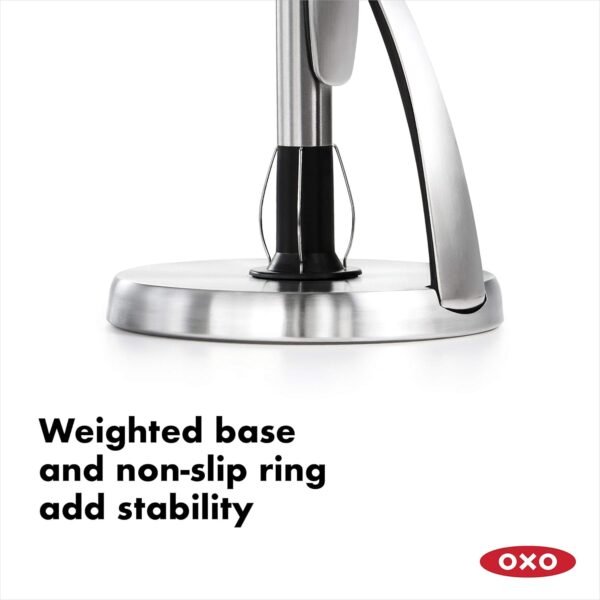 OXO Good Grips SimplyTear Paper Towel Holder - Stainless Steel (Silver & Black) - Image 5