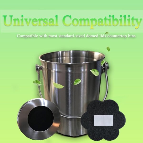 Universal 6.7 inch Stick-on Activated Charcoal Odor Absorbing Filters Deodorizer for Trash Cans Kitchen Compost Bin, Replacement Filter Countertop Home Bucket Refill Sets (Flower) - Image 6