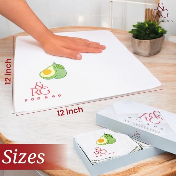Rod & Go R&G Luxury Kitchen Towels Set - 12x12 in - Cotton Dish Towels for Kitchen Drying - Kitchen Towel Sets - Dish Towels for Drying Dishes - Dish Drying Towels - Gray Kitchen Towels Cotton - Image 5