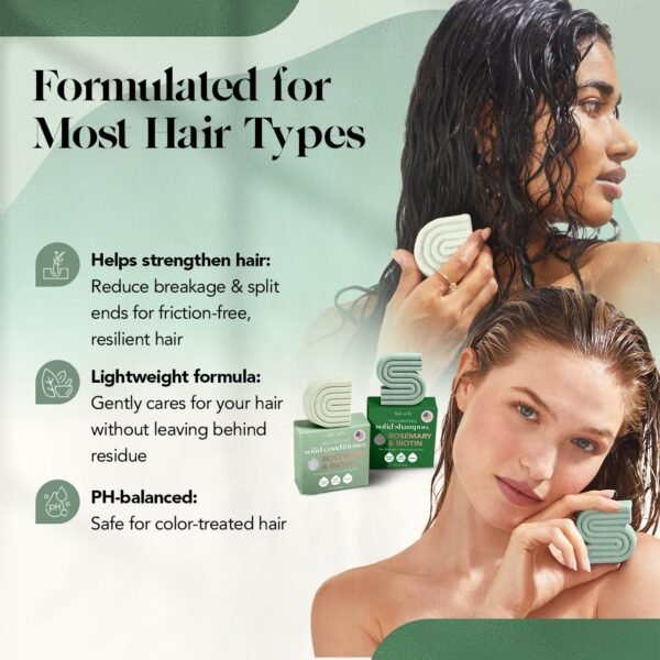 Kitsch Rosemary & Biotin Shampoo and Conditioner Bar Set for Thinning Hair - 2pc Volume Shampoo Bar & Conditioner Bar for Men and Women, Hair Thickening & Regrowth Combo, Paraben Free - Image 8