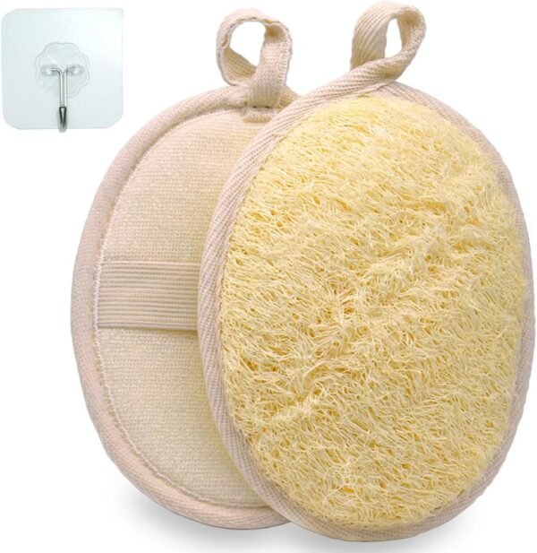 Natural Loofah Sponge Exfoliating Body Scrubber (2 Pack),Made with Eco-Friendly and Biodegradable Shower Luffa Sponge, Loofah for Women and Men, Beige (2) - Image 2