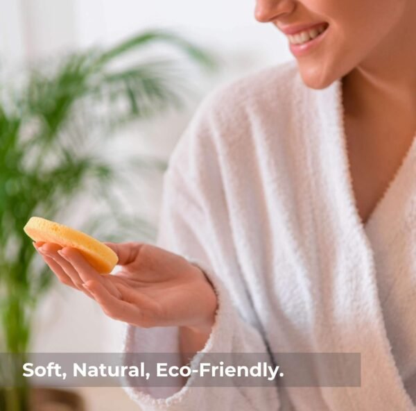 Facial Sponges - 50 Count Compressed Cellulose Face Cleansing and Exfoliating Sponges, Reusable Makeup Mask Remover, Round Face Cleaning Sponge Pads - Image 4