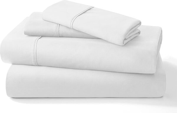 Pure 100% Certified Organic Cotton Bed Sheet Set 1000 Thread Count, 4 Piece Bedding Set, 24" Extra DEEP Pocket, Crisp and Cooling Sateen Weave, Eco-Friendly -(White, California King)