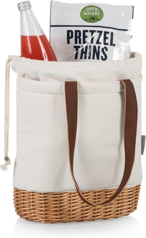 PICNIC TIME 200-00-187-000-0, Natural Pico Willow & Canvas Insulated Lunch Bag, One Size - Image 5
