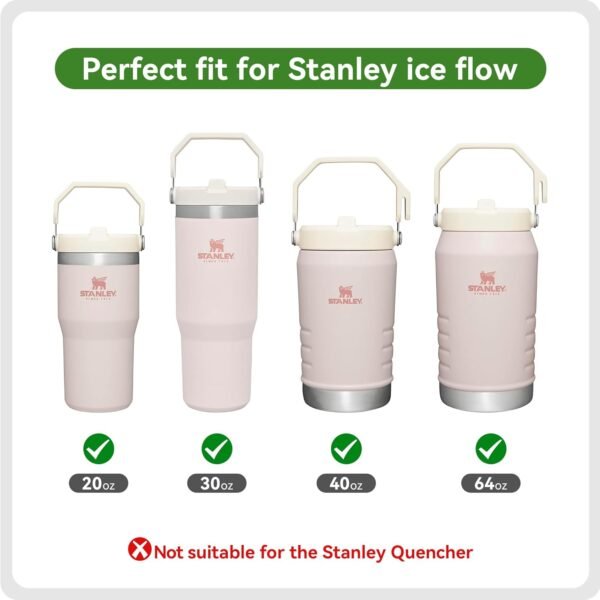 Snowfall 5 Pcs Reusable Straw for Stanley Ice Flow Tumbler, Stainless Steel Straws Accessories with Cleaning Brush, Replacement for 64 oz Stanley Flip Straw Cup - Image 4