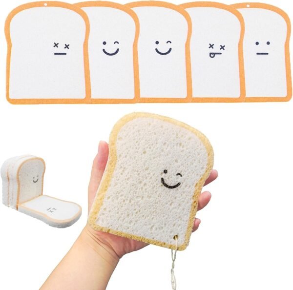 Pop-Up Eco Sponge, Natural Cellulose&Biodegradable sponges｜Plastic Free Sponge, Household Cleaning Essentials with Cartoon Design, 5 Pack